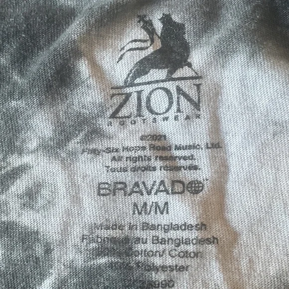 Zion Rootswear Black and Gray Tie-Dye Tee bob marley - Picture 3 of 3
